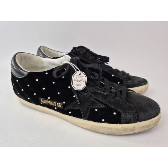 Golden Goose Women's Black Super-Star Swarovski Crystal Quilted Sneaker Size 40 - Picture 1 of 8